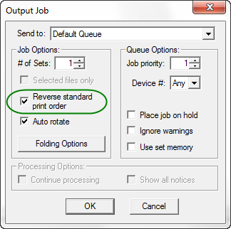 Job Editor Output Job dialog