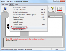 Simulation mode menu item